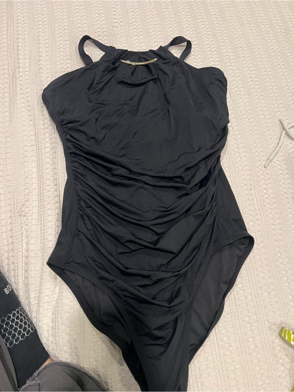 Calvin Klein Black Swimsuit with Gold Logo Plate